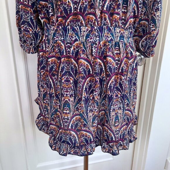 OLIVACEOUS Paisley Tassel Drawstring Dress with Ruffle Hem Size M - Picture 9 of 14